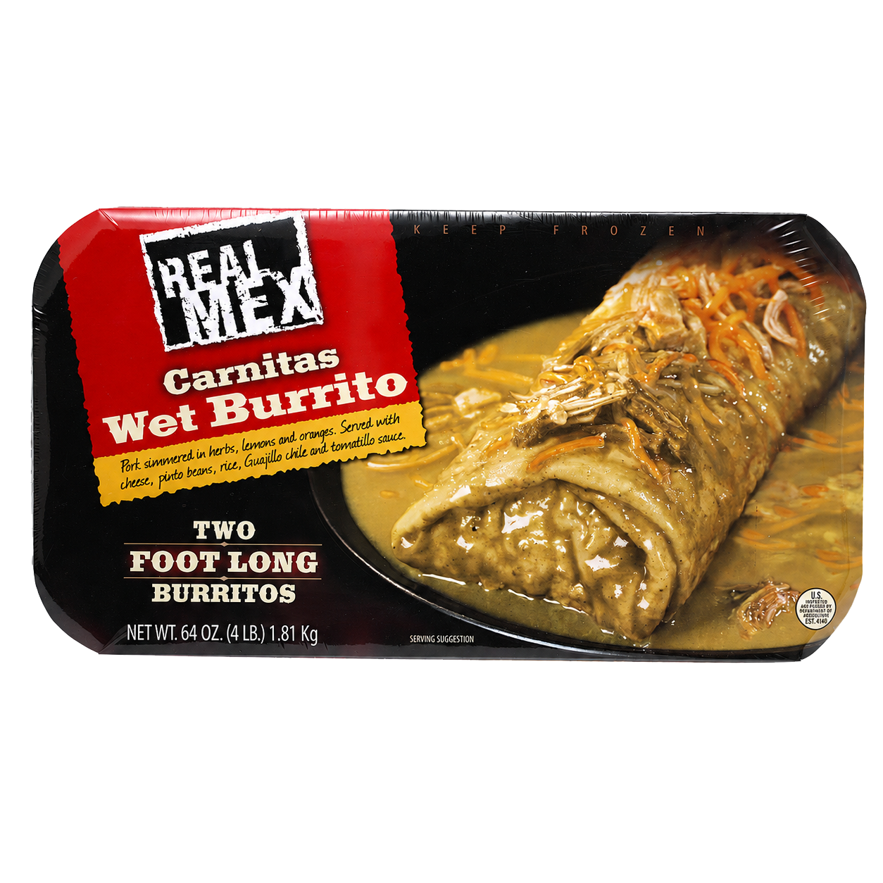 Real Mex Carnitas wet burrito